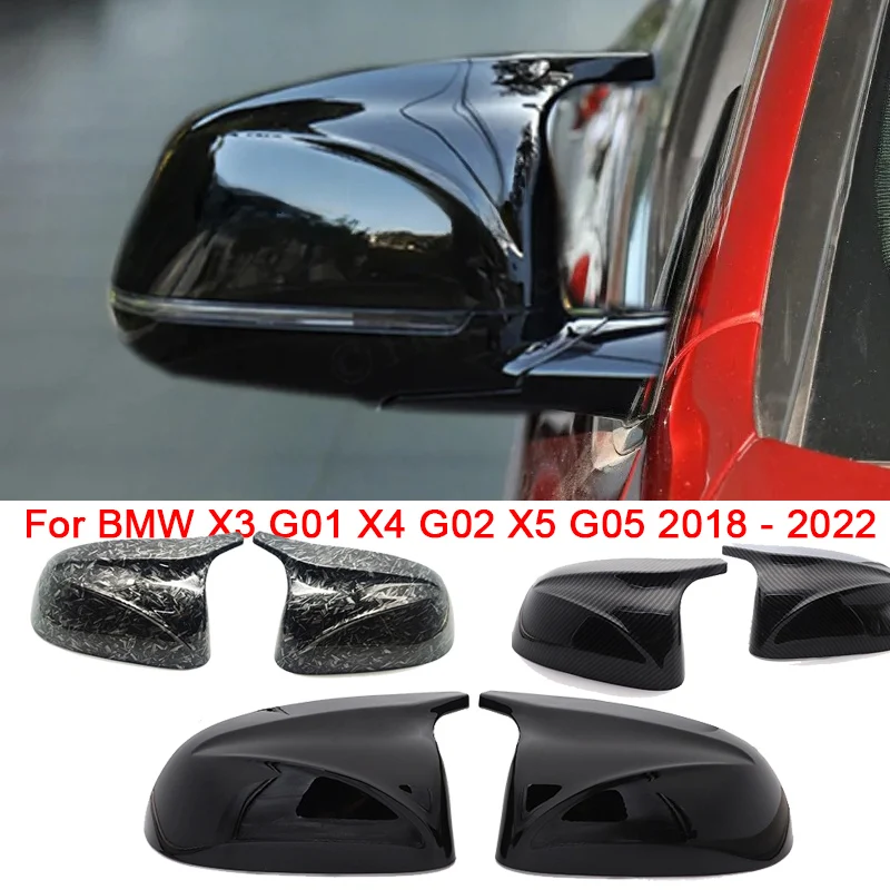 

For BMW X3 G01 X4 G02 X5 G05 2018 2019 2020 2021 2022 Gloss Black Car Side Wing Mirror Cover Rear View Caps