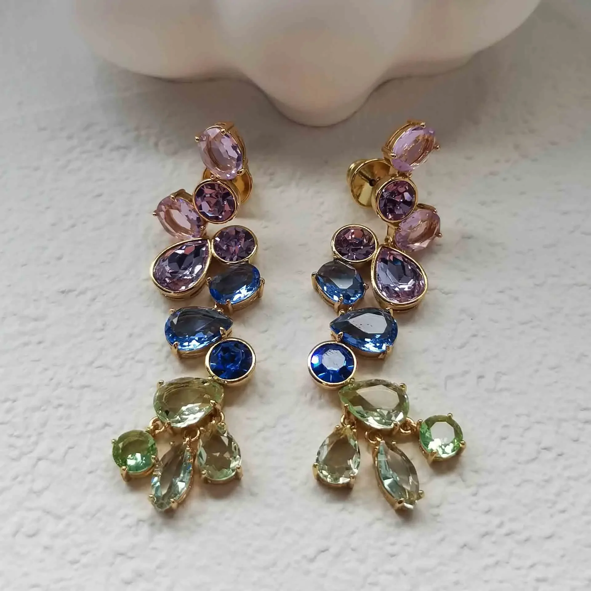 2026 Light Luxury High-quality Commemorative Jewelry Sets Charming Pink Flower Crystal Earrings Blue Gemstone Necklace for Women - view 4