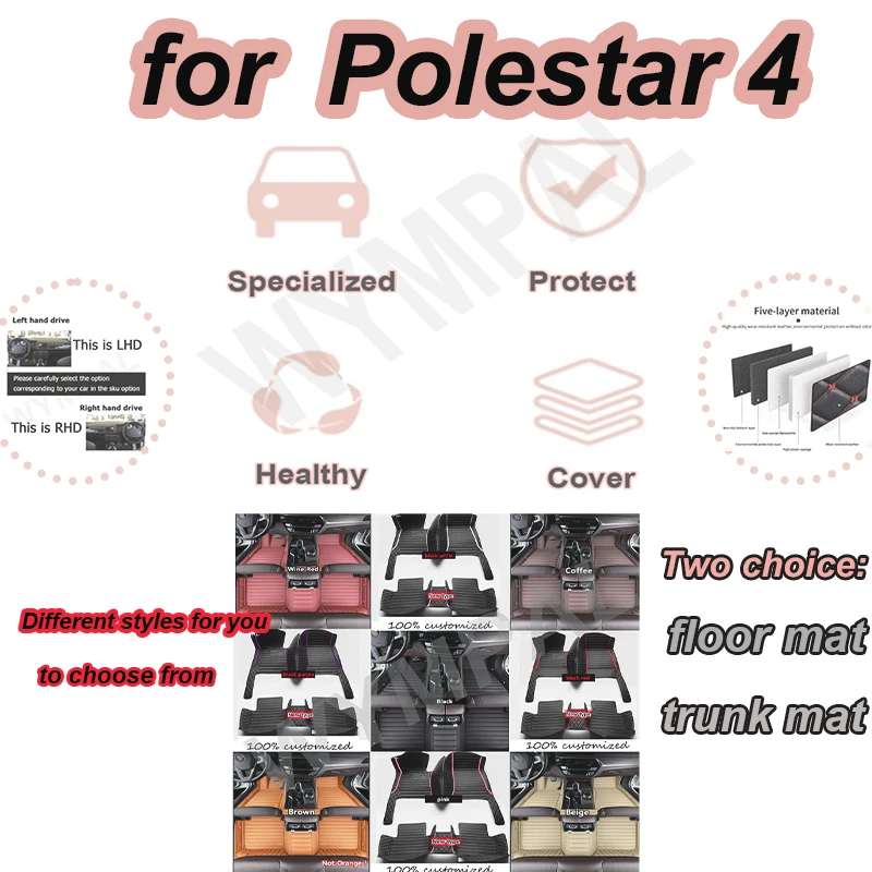 

Роскошные автомобильные коврики для Polestar 4 2024 2025 2026 2027, кожаные роскошные коврики, полный комплект, аксессуары для салона автомобиля
