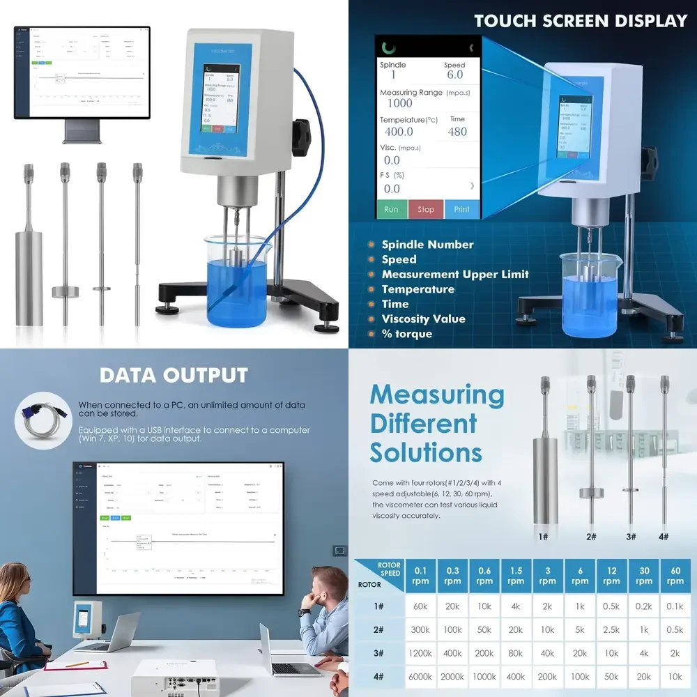 2026 Digital Rotary Viscometer for NDJ-8T Touch Screen Viscosity Meter with 1% Accuracy Lab Viscometers Data Output