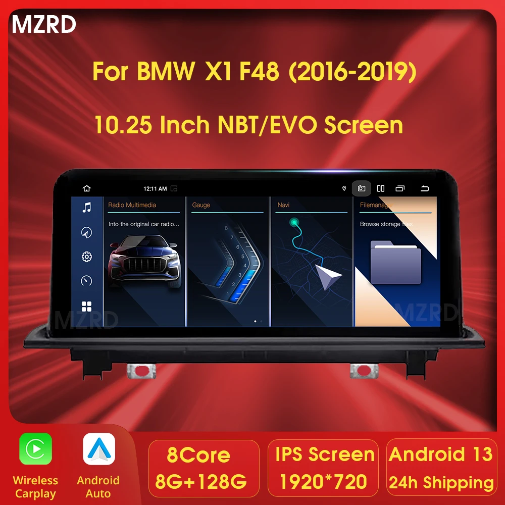 

Автомобильное радио MZRD Android 13 Carplay для BMW X1 F48 X2 F49 2016-2018 NBT EVO 8 + 128G GPS Мультимедийный видеоплеер 4G WiFi BT Инструменты