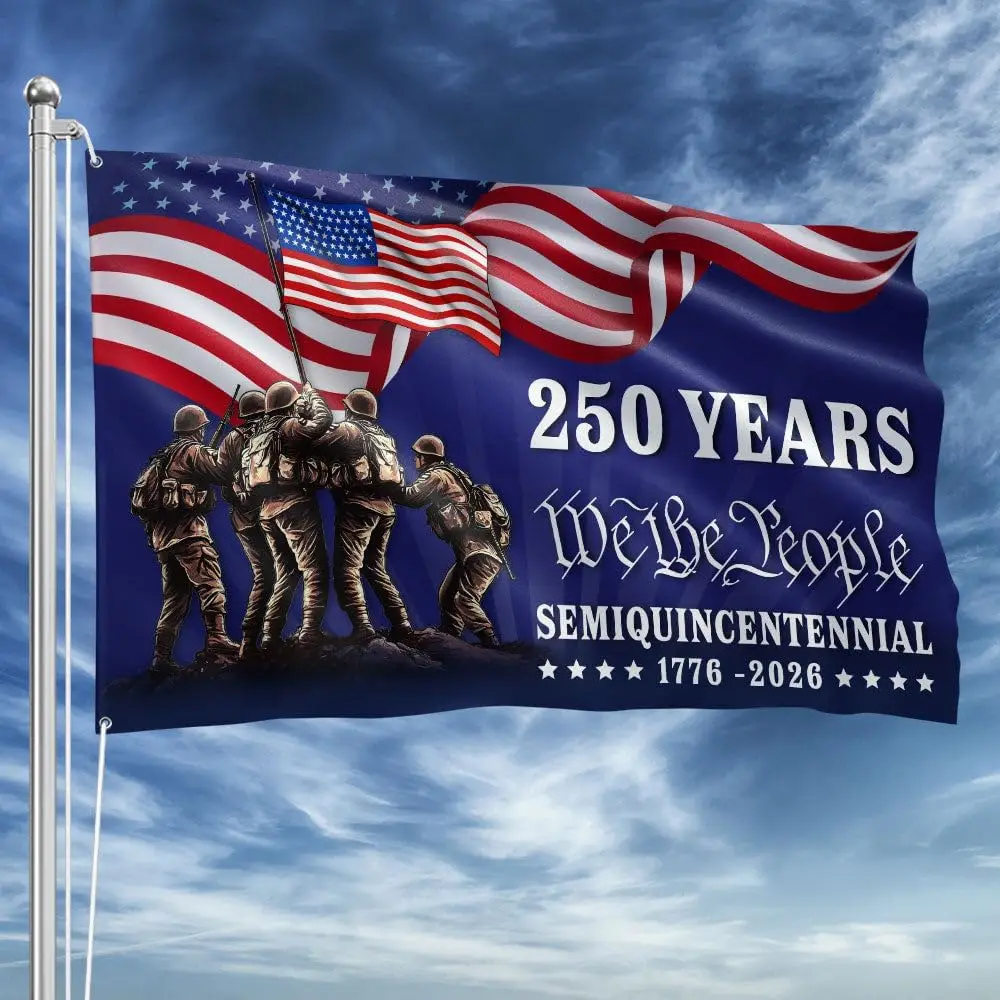 2D FLAT American Flag 250 Years Anniversary United States Semiquincentennial Grommet Flag 3x5 Double Sided Independence