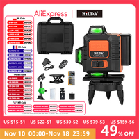 HILDA 4D 16 Lines Laser Level With Battery Display  Self-Leveling 360 Horizontal And Vertical Cross Super Powerful Green