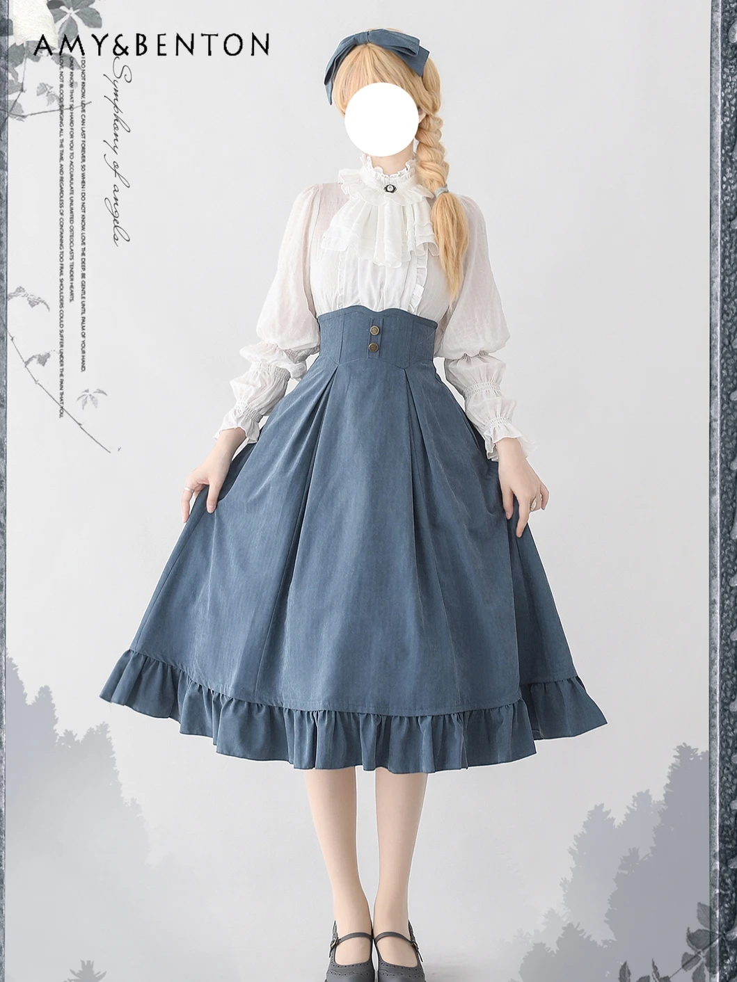 Imagem -02 - Conjunto de Colete Retrô de Três Peças de Espinha de Peixe Feminino Saia Fina de Cintura Alta Roupas Lolita Clássicas Primavera Outono Elegante Palácio Rainha