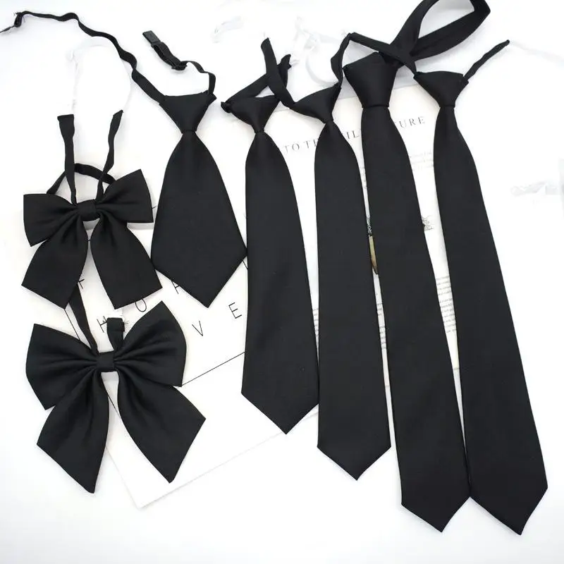 Solid Color Children's Snap Tie Basic Black Short Student Casual All-match Tie Male Female Accessories