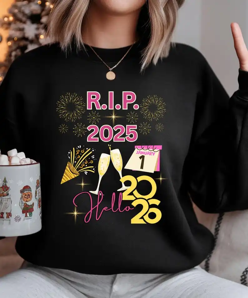 

Толстовка для празднования Нового года с буквами 2025 Hello 2026, вечерние унисекс с круглым вырезом, уютный подарок, праздничная одежда, одинаковые толстовки, новинка