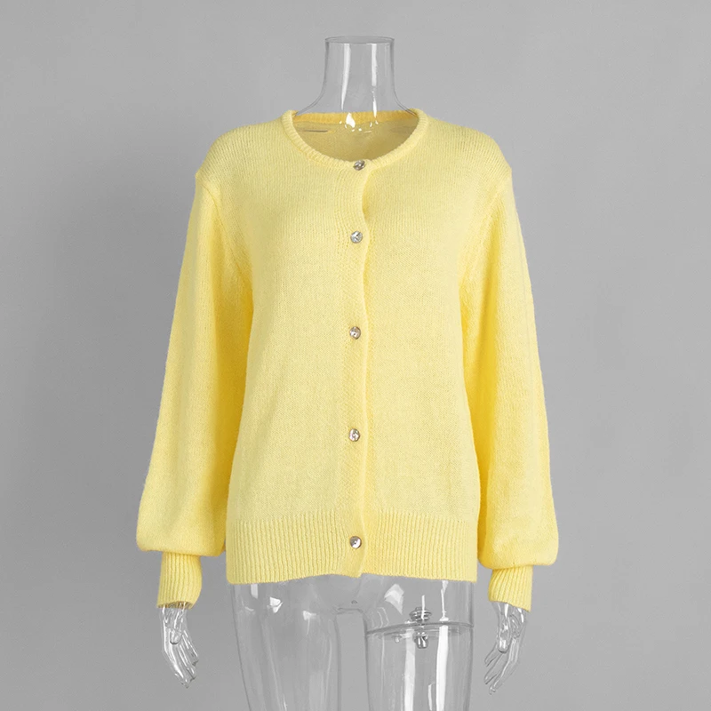 Tornova モヘア固体ニットカーディガン女性のファッション長袖ボタンカジュアルセーターコート女性の新しい秋カーディガントップ