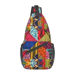 Colorful African Ankara Prints Sling Crossbody Backpack Men Africa Tribal Geometric Art Shoulder Chest Bag for Traveling Daypack