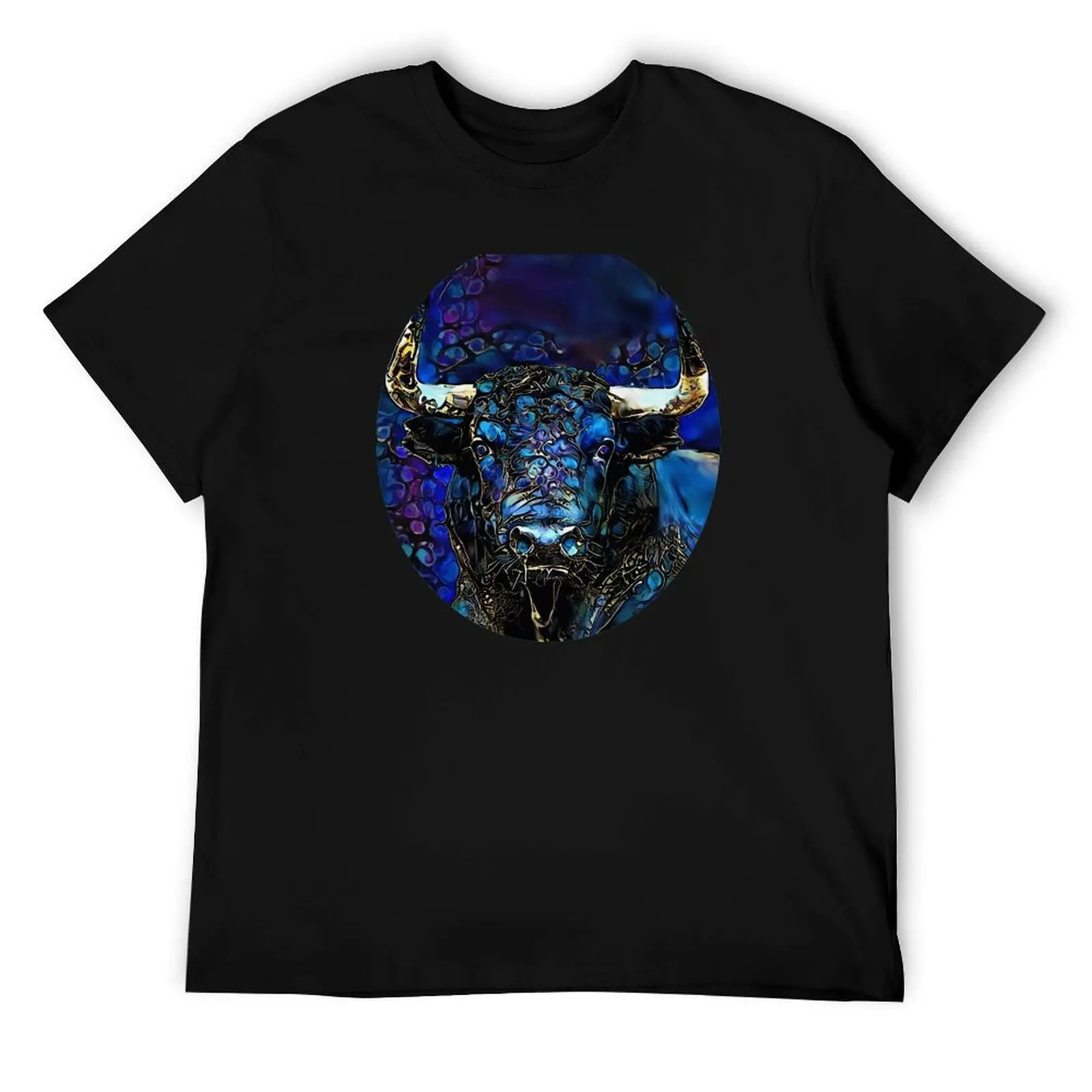 

Taurus, bull, bull, taureau, lea roche painting T-Shirt man t shirt cotton high quality t shirts for man slim fit T-Shirt