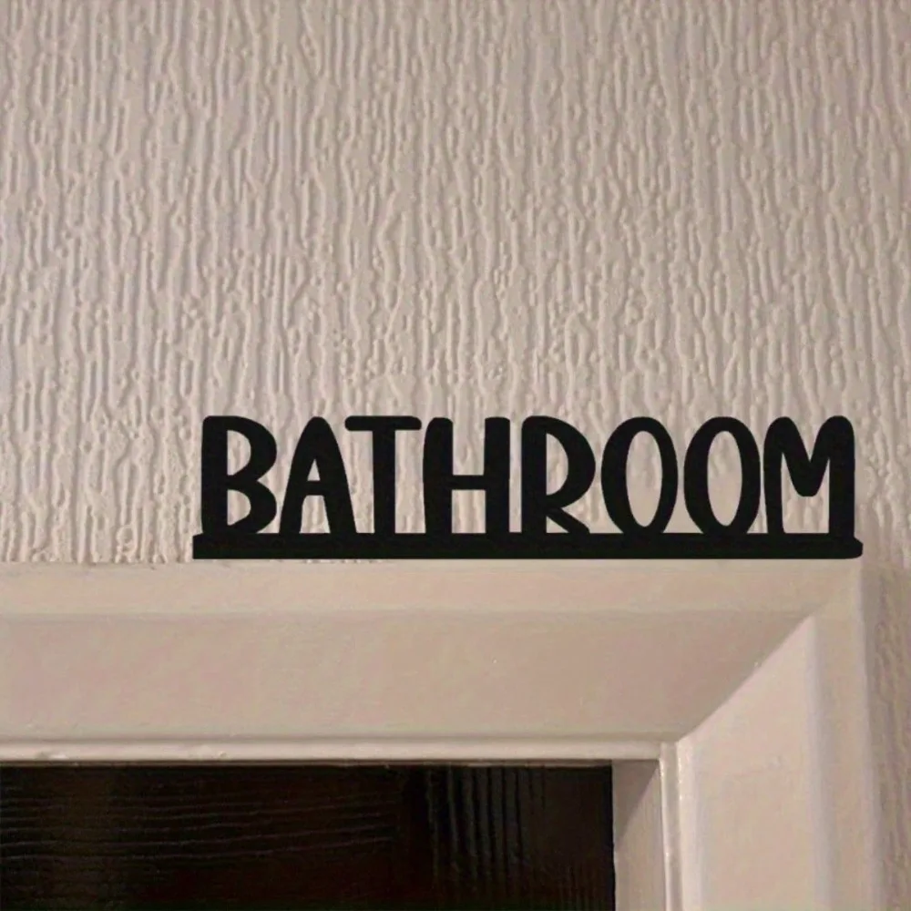 Modernes Bauernhaus-Badezimmer-Wandkunst-Metallschild „Over-the-Door“-Topper mit Buchstaben und Zahlen