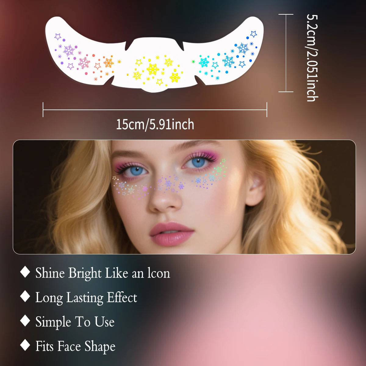 10 قطعة عيد الميلاد الوجه لصاقات وشم الليزر ندفة الثلج نجوم البولكا نقطة النمش وهمية ملصقات الوشم المؤقت لمهرجان الحفلات #5