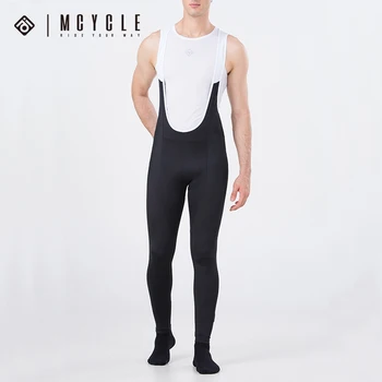 Mcycle winter cycling shorts pants 3D padded bike pants padded bicycle pants seamless black fleece padded cycling bib pants men