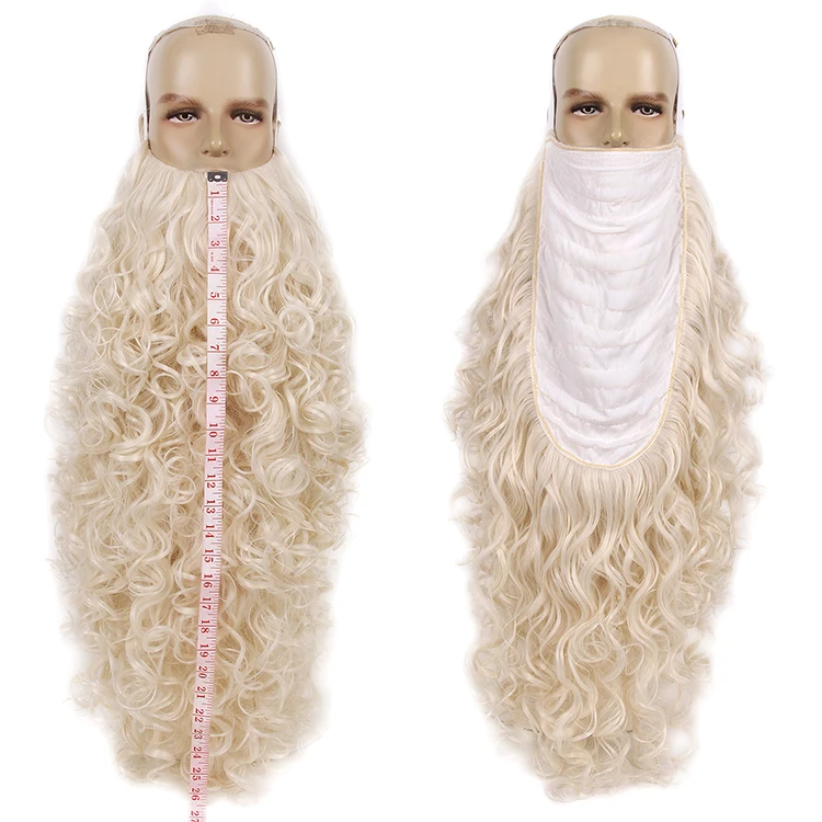 REEWES Santa Claus Beard Wigs Set,Eyebrows Moustache Accessories,Blonde Synthetic Wig,Christmas Costume Hair,Old Men Dress
