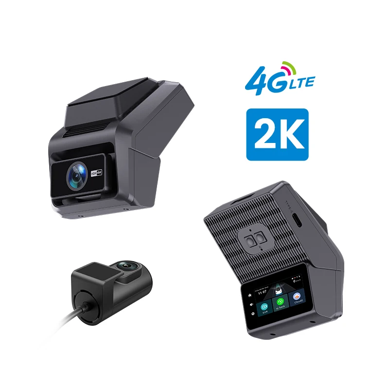 

3Inch2K 4Gdashcam with dual lens record wifi gps tracking fit remote live video check on phone 12-24v power supply 4g car camera