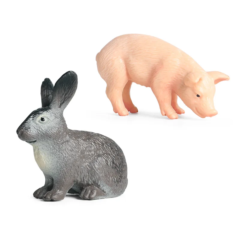 

Children's Toy Simulation Animal Model Solid Poultry Pig Rabbit Decoration Set Hand Made