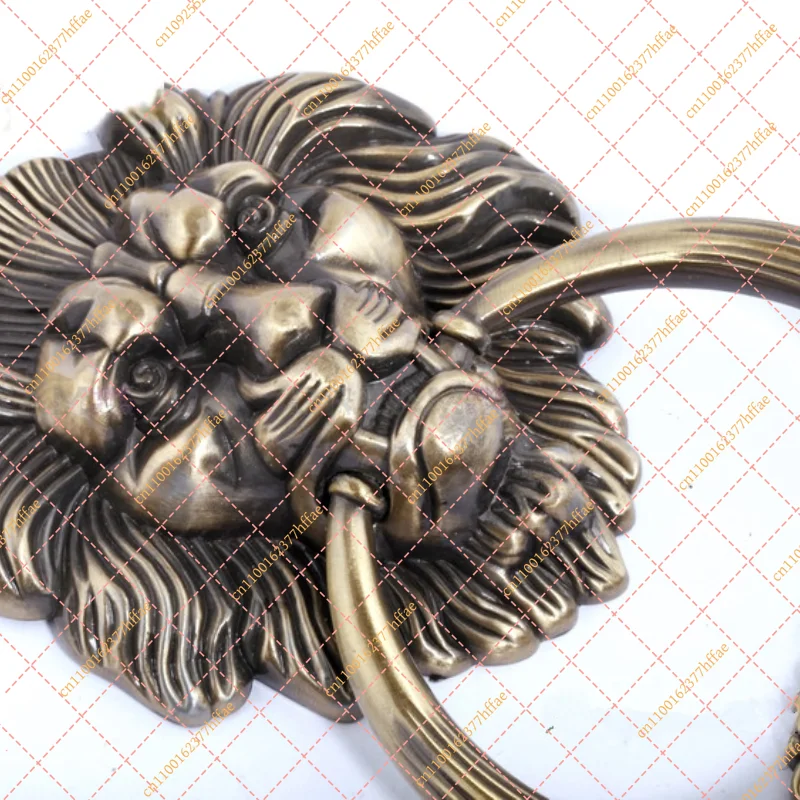 1Pc Large Antique Lion Door Knocker, 12cm Vintage Brass Lionhead Knockers for Wooden Doors & Home Decor