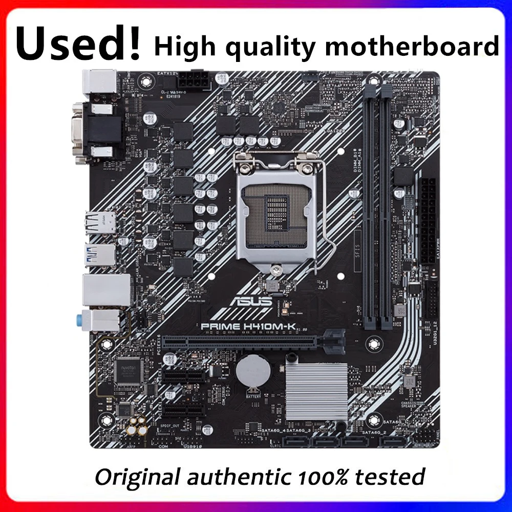 Used For Asus PRIME H410M-K motherboard Original Desktop Intel H410 H410M DDR4 Motherboard LGA 1200  i7/i5/i3 USB3.0 M.2 SATA3