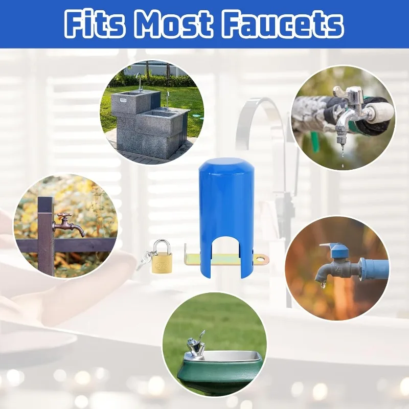 1 Set Water Faucet Lock Outdoor/Kitchen/Garden Hose Tap Metal Faucetlock System, Child-Proof for Valves Faucets Locks Water