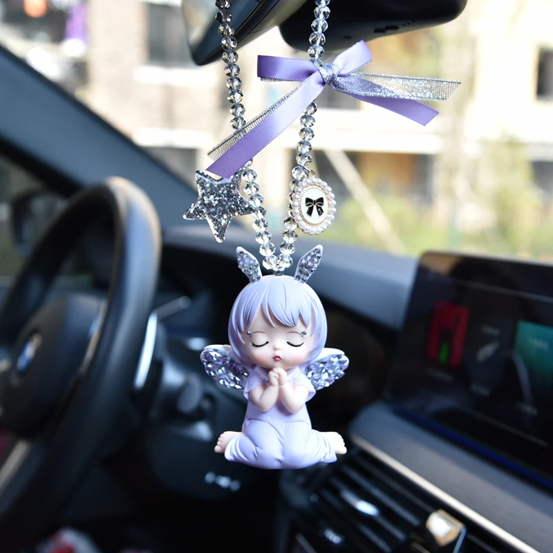 Car Pendant Cute Angel Rearview Mirror Pendant Creative Car Pendant Car Interior Decoration Car Supplies Car Decorations