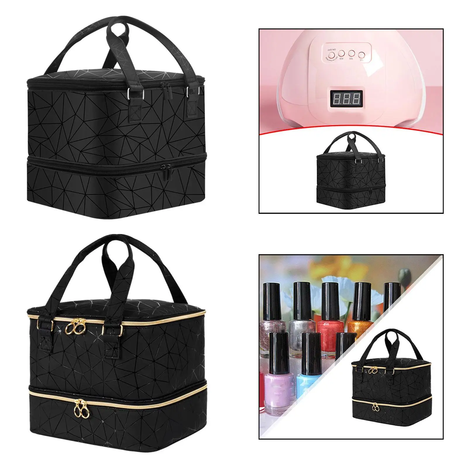 

Double Layer Nail Polish Organizer Storage Bag Makeup Bag Nail Polish Organizer