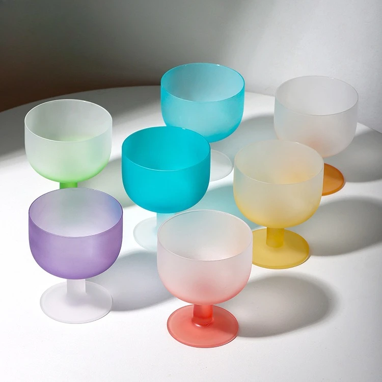 Macaron Candy Color Glass Cup Crystal High Foot Juice Ice Cream Cup for Girls