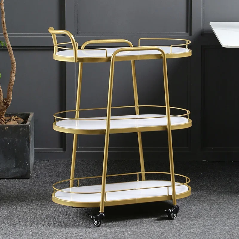 Makeup Metal Auxiliary Cart Trolley Drinks Manicure Beauty Aesthetic Furniture Golden Cleaning Rolling Barber Carro Auxiliar