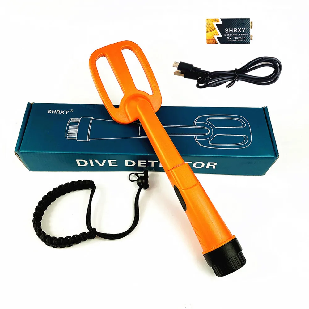 

SHRXY Waterproof Metal Detector Dive Pulse Pinpointer Treasure Coil Scuba Gold Detector with 9v USB Rechargeable Battery