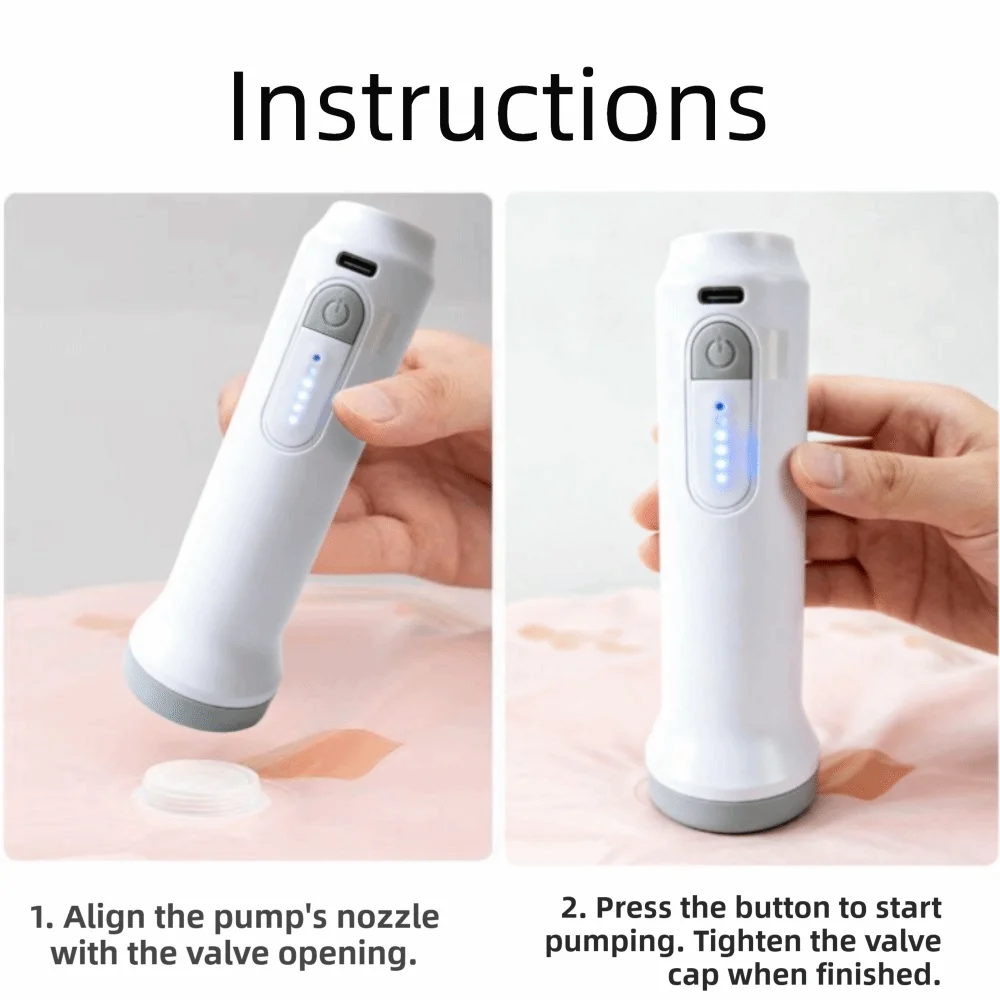 New Rechargeable Electric Vacuum Pump Low Noise Lightweight Compressed Bag Air Pump Portable Mini Vacuum Bag Suction Pump Travel - view 5