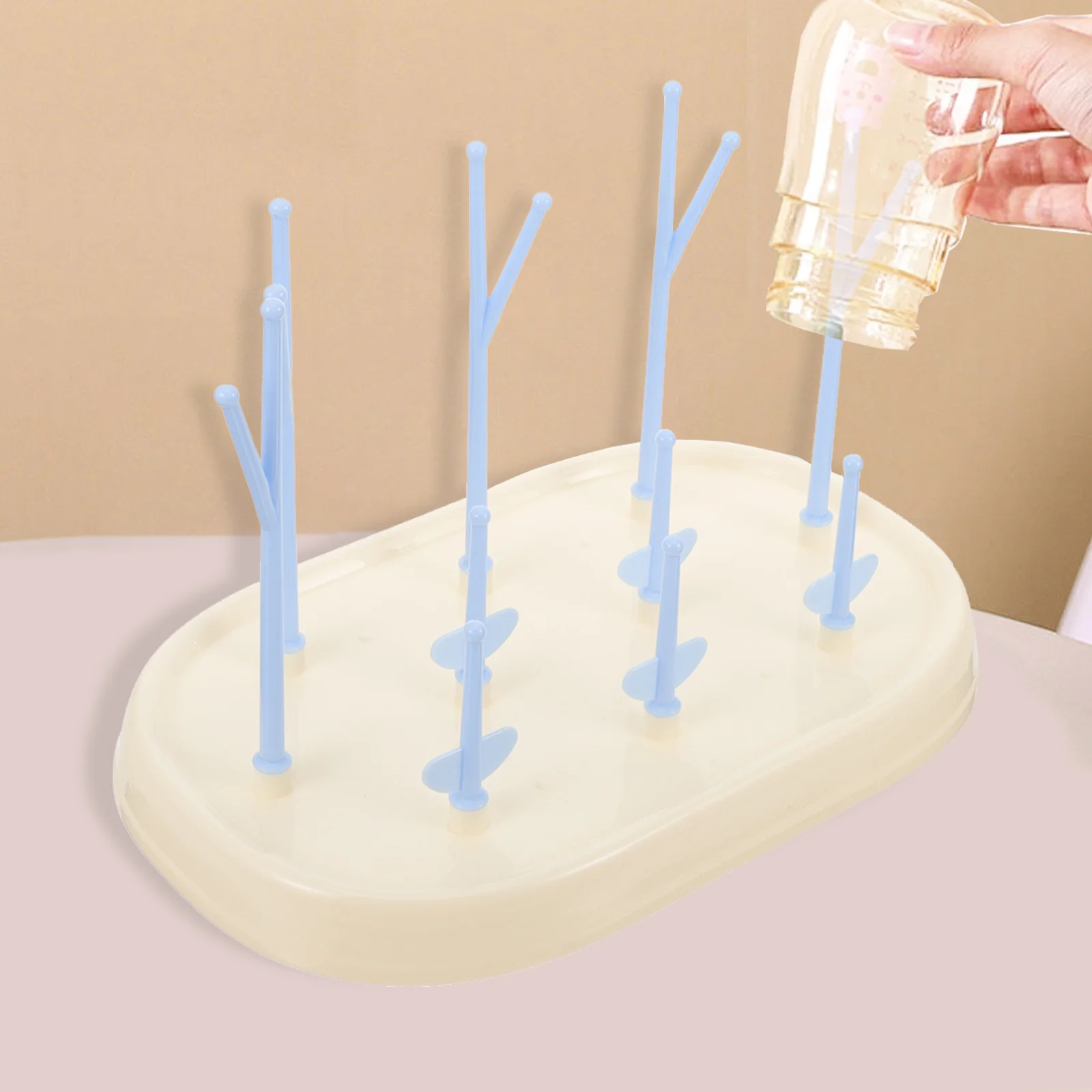 رف تجفيف زجاجات الأطفال أوتاد قابلة للفصل يحمل 8 زجاجات منظم تجفيف صينية تخزين مجفف زجاجات الأطفال حامل أكواب امتصاص سهل #5