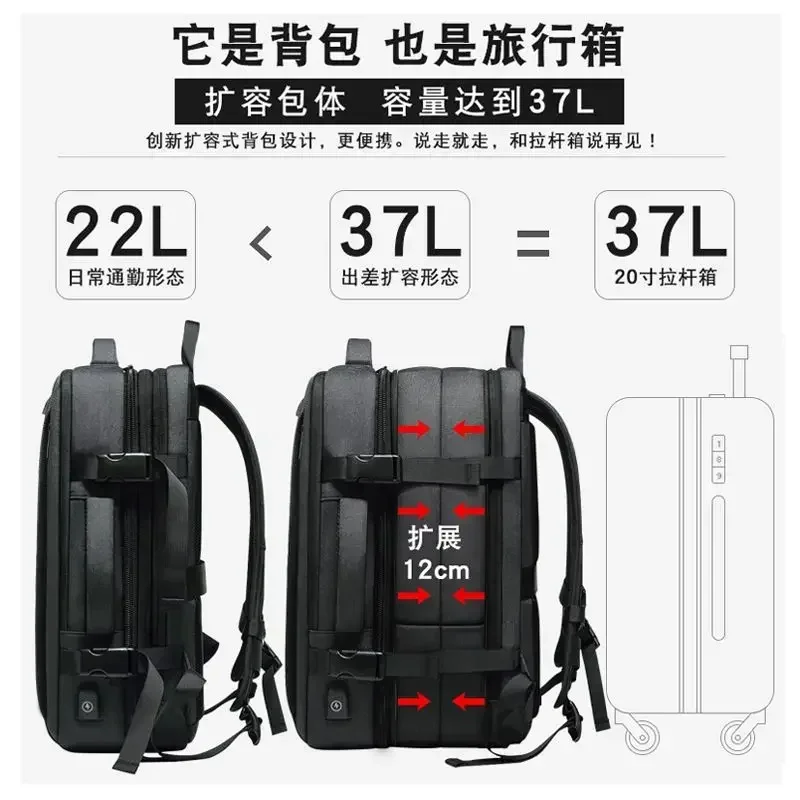 EURCOOL Mens Business Backpack Large Capacity Male Expandable Bags Waterproof 15.6inch Laptop Backpacks