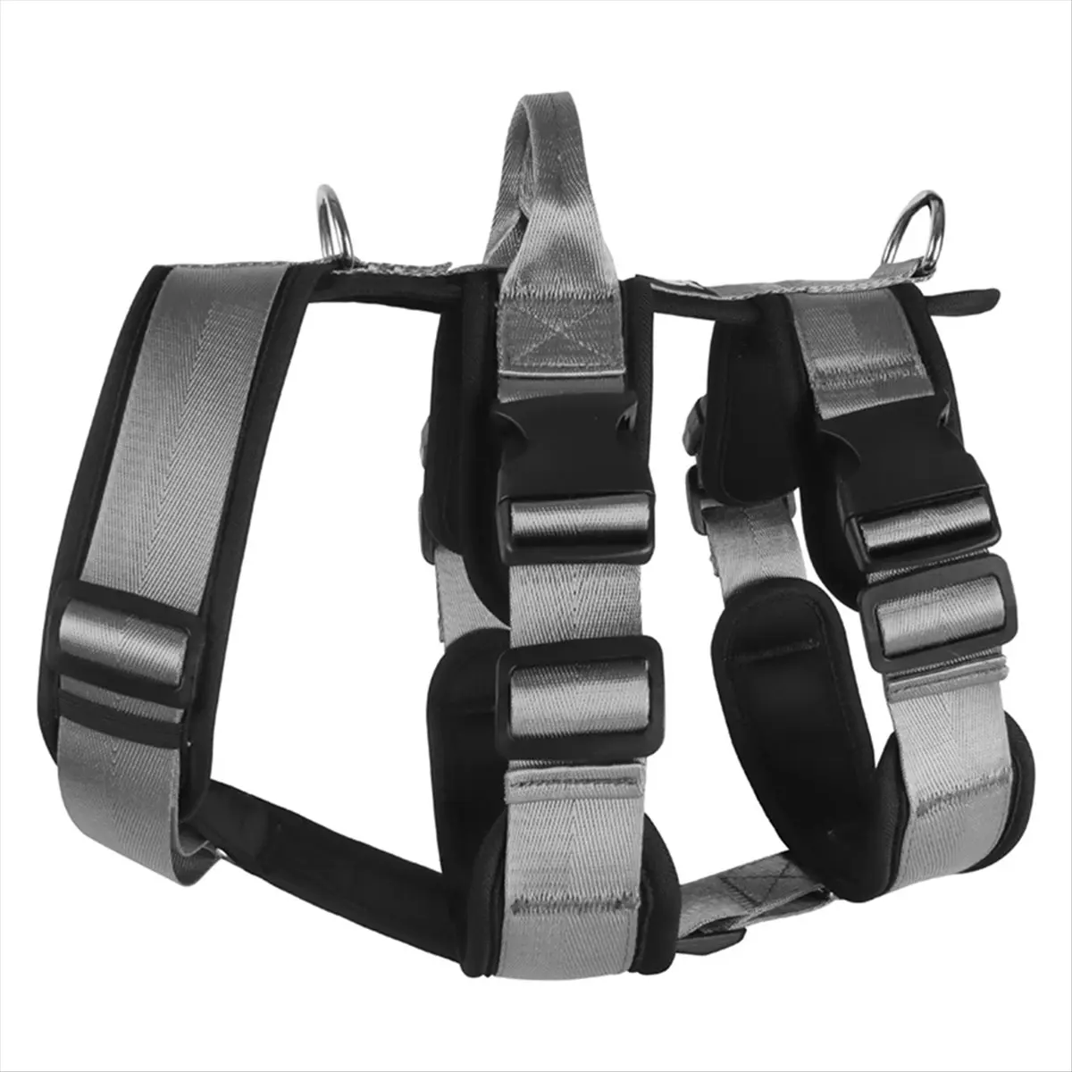 【ABFS】Explosionproof Big Dogs Harness with Handle Adjustable Pet Chest Straps for Large Dog, Grey, L