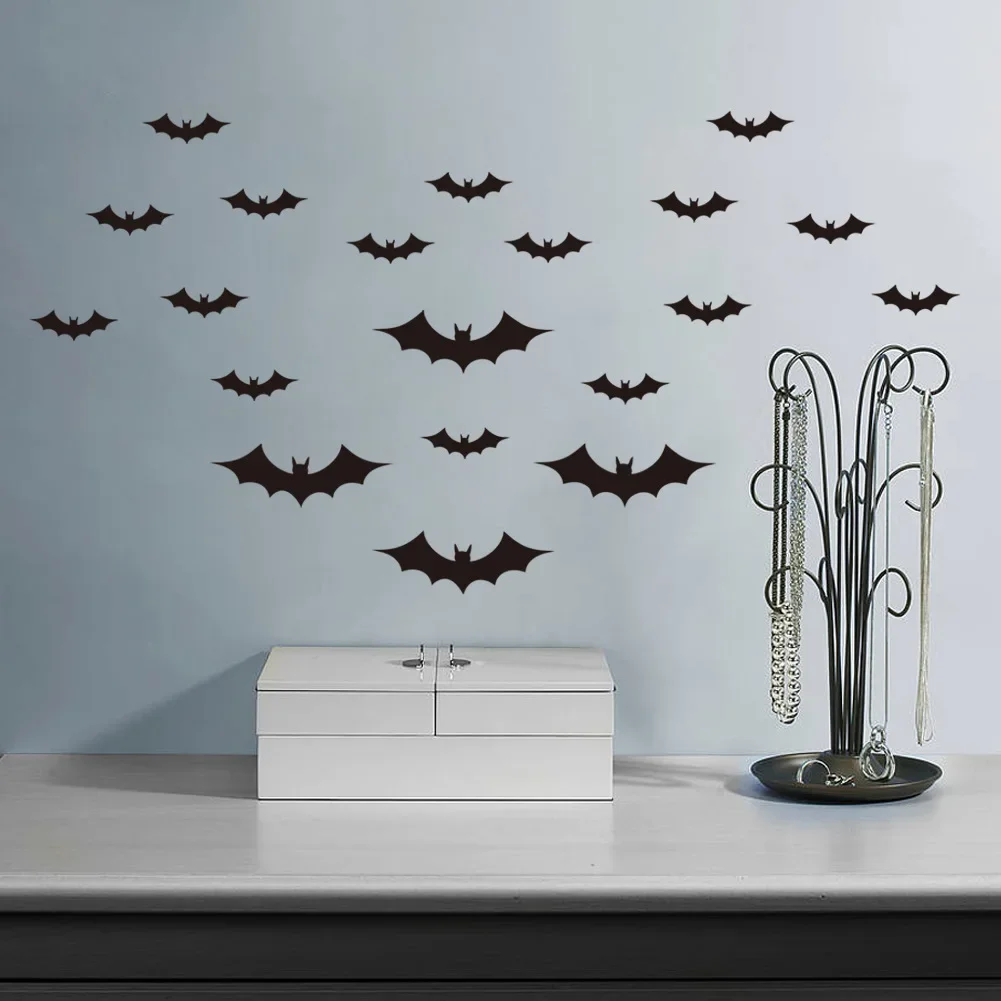 New FX3025 Wall Sticker by Hongyi Precisely Carved Bat Design for Living Room and Bedroom Removable Self-Adhesive PVC Background