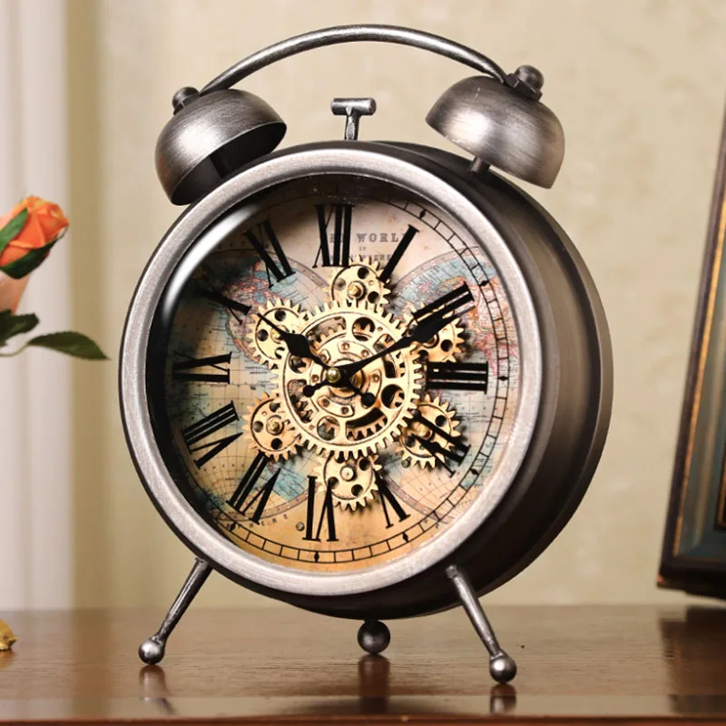 Retro Gear Mechanical Clocks Seat Clock Living Room 2025 New American Pendulum Clock Desktop Alarm Clocks Vintage Ornament