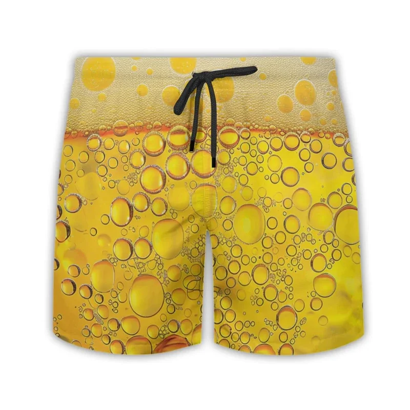 Men's Beer Graphic Shorts, 3D Printed Shorts, Casual Summer Streetwear, Holiday Parties, Holiday Swimwear