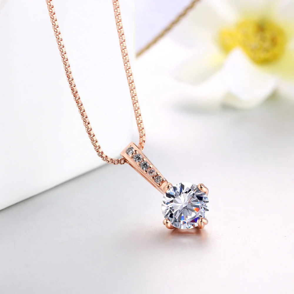 Top Quality Classic Simplicity Zircon Rose Gold Color Fashion Pendant Neclace N426 N427