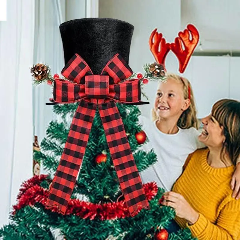 Kerstboomversieringen Kerstboomtoppers Hoed met strik Seizoensgebonden feestversieringen Kerstboomhoed