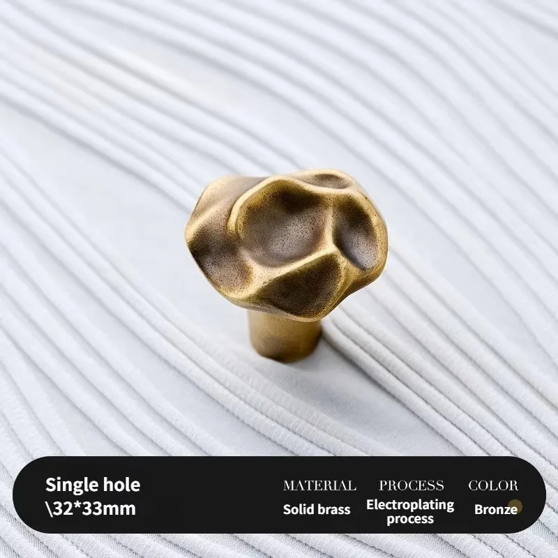 Vintage Antique Bronze Drawer Knob Irregular Twisted Wave Brass Furniture Handle Creative Handle for Wardrobe Cupboard Dresser