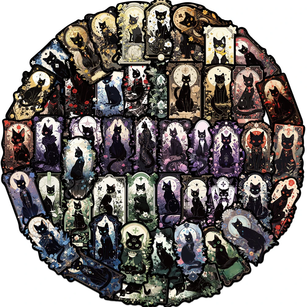 

10/30/50pcs Mystic Gothic Cat Tarot Cartoon Stickers DIY Laptop Phone Motorcycle Waterproof Graffiti Decals Decoration Supplies