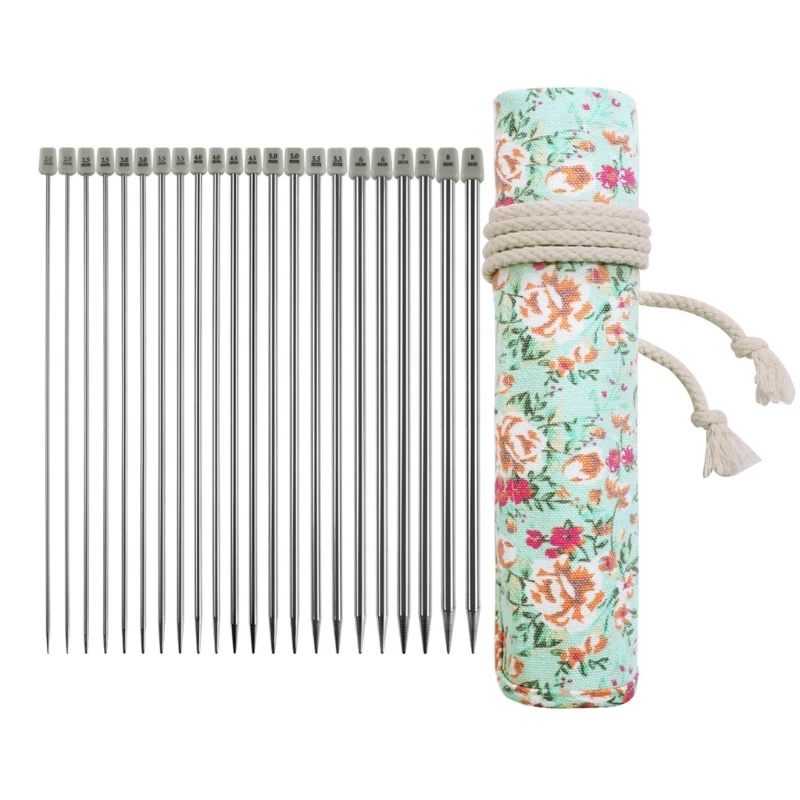 

11Pairs Single Pointed Knitting Needle Straight Stainless Steel Knitting Needle