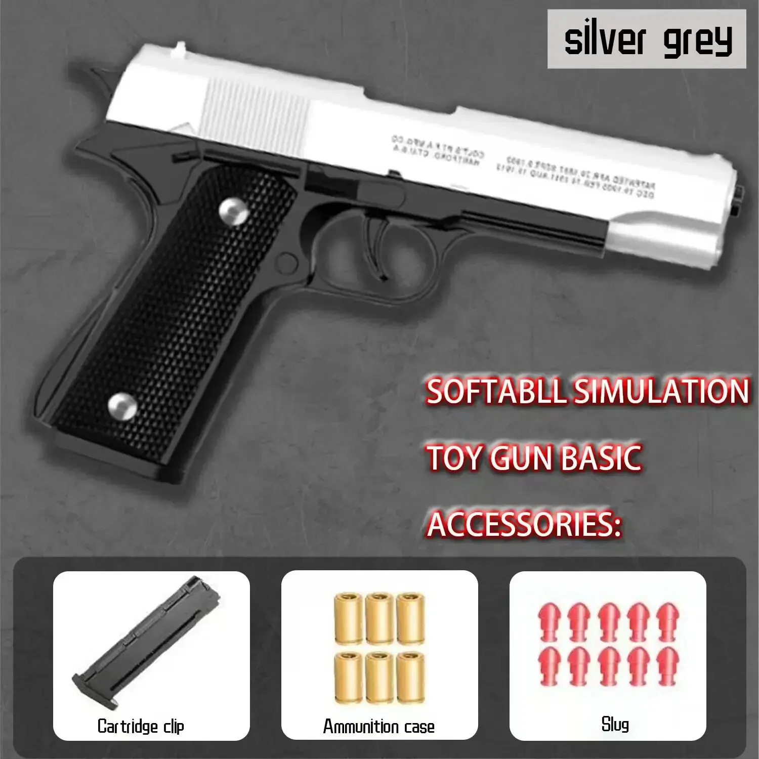 Black Automatic Colt 1911 Automatic Shell Soft Bullet Toy Gun Air Gun CS Shooting Weapon Boy Toy (continuous Firing)  gift