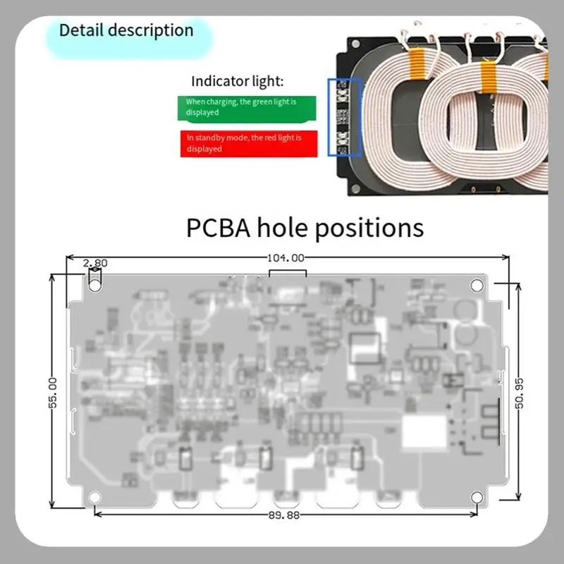 A46U 10-24V 20W Draadloze Oplader Module Type-C Voor 3-Coil High Power Snelle oplaadmodule Voor Auto