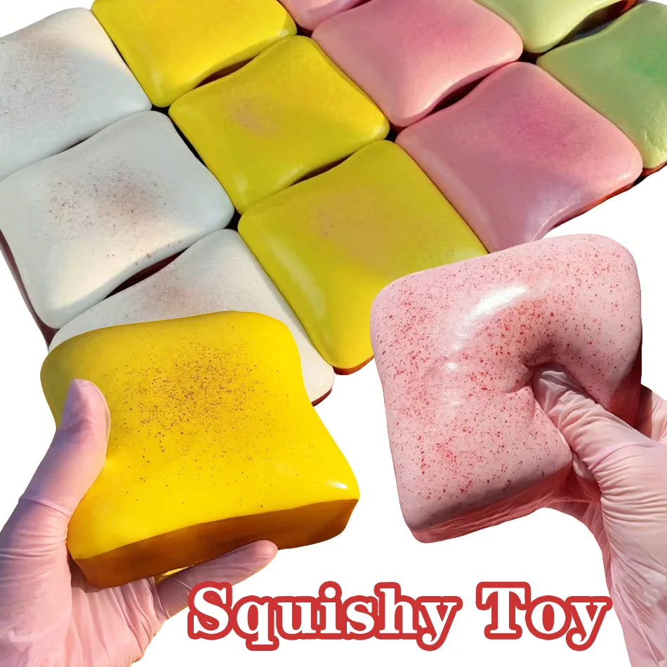 Juguete Blandito de Pan Tostado de Levantamiento Lento, Multicolor, Suave, Antiestrés, Juguete Sensorial para Manos, Lindo Regalo de Descompresión