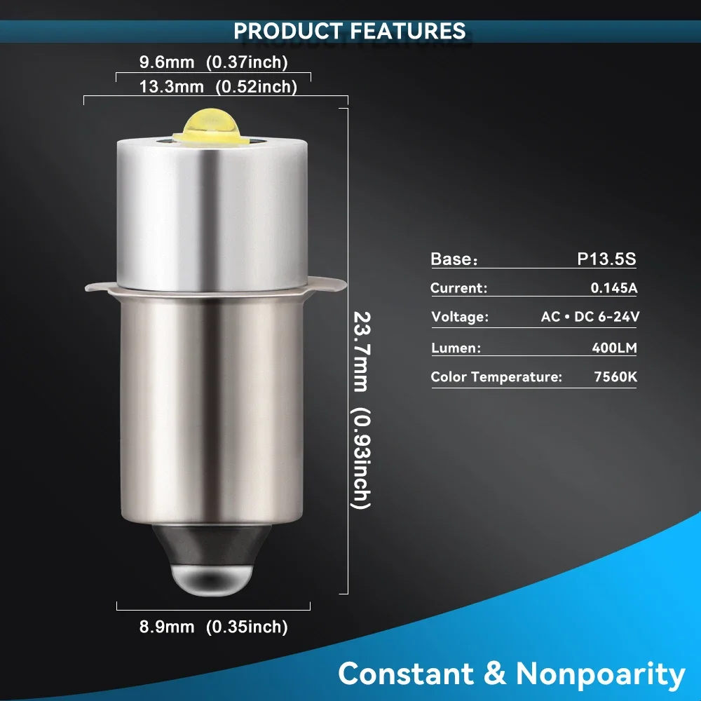 Imagem -04 - Conversor de Lanterna Led Mag Luz Lâmpada Led 316 Células c & d Lâmpadas Maglite 6v 12v 18v 24v 3w P13.5s Lâmpada de Sinal