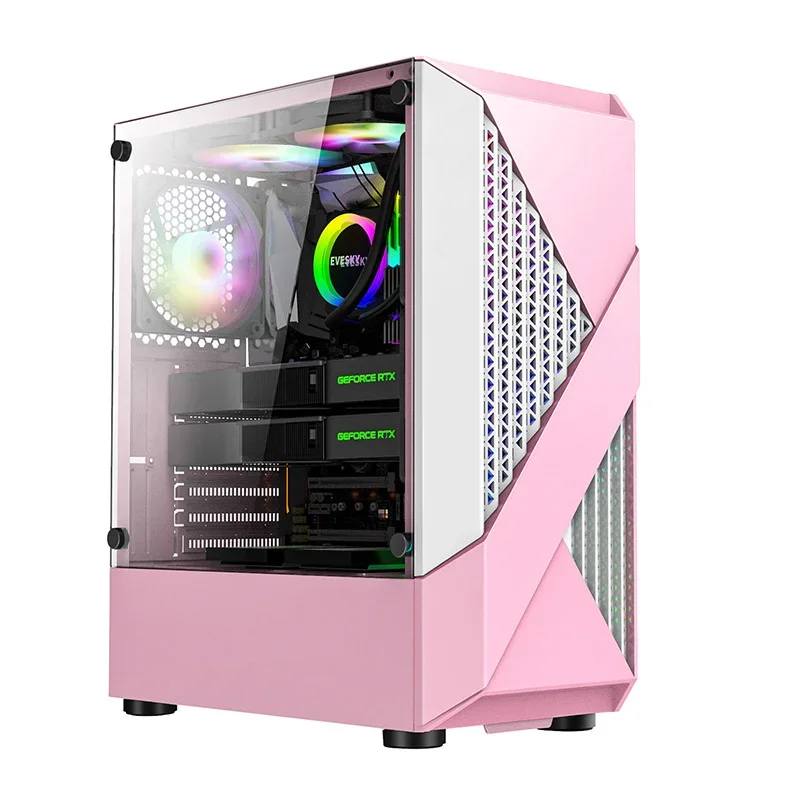 Rhomboid Sharp Sector Computer Case Desktop Side Through Toughened Glass Esports Gaming Personality ATX Main Case