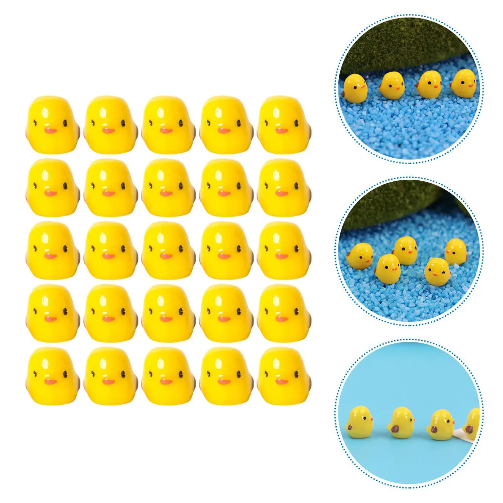 

25Pcs Mini Duck Ornaments Resin Small Yellow Duck Decor for DIY Garden Landscape Aquarium Craft Moss Scene Micro