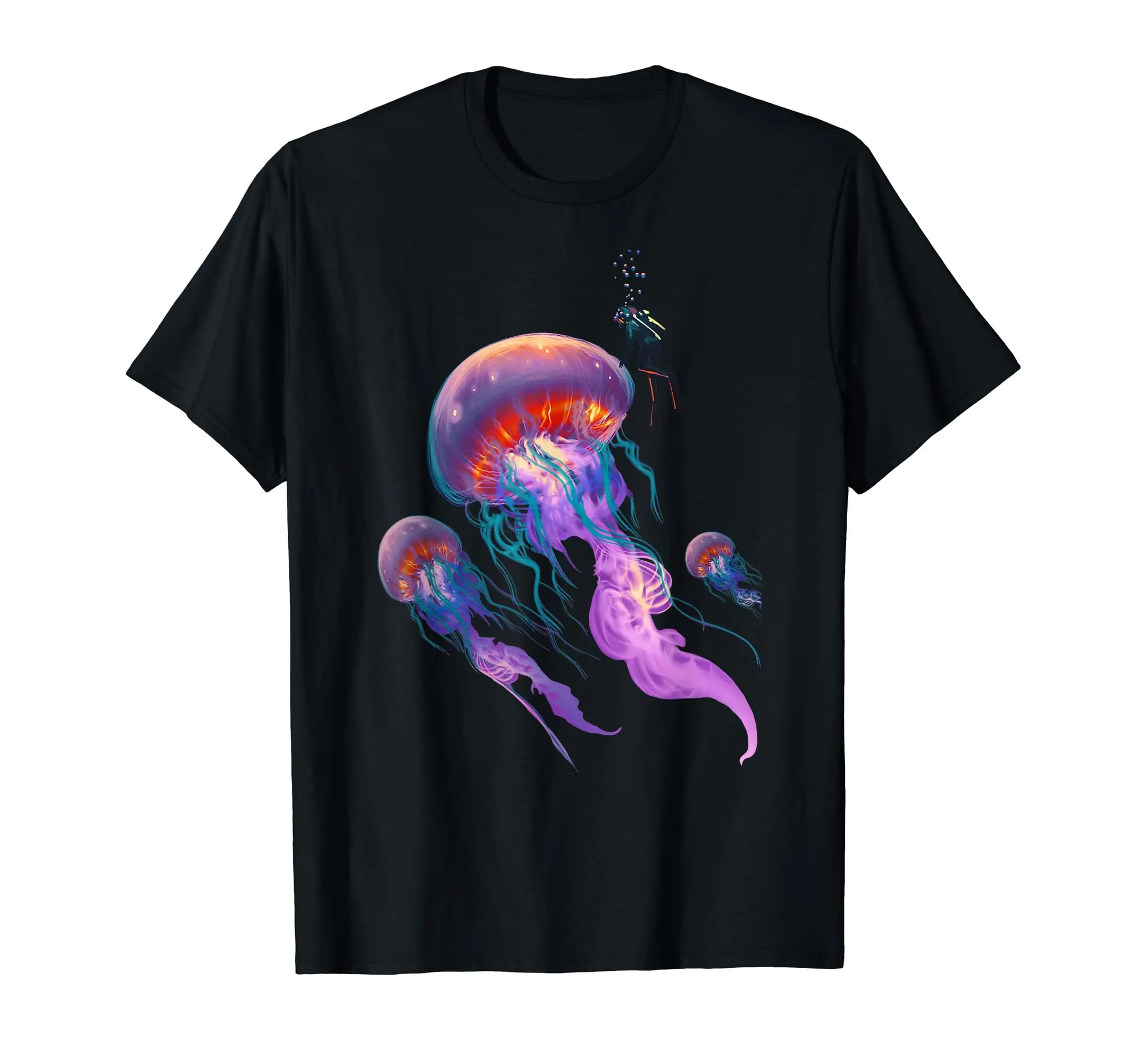 

Jellyfish t-shirt beautiful jelly fish with scuba diver Classic Logo T Shirt and Stickers, Unisex Adult T Shirt Collection