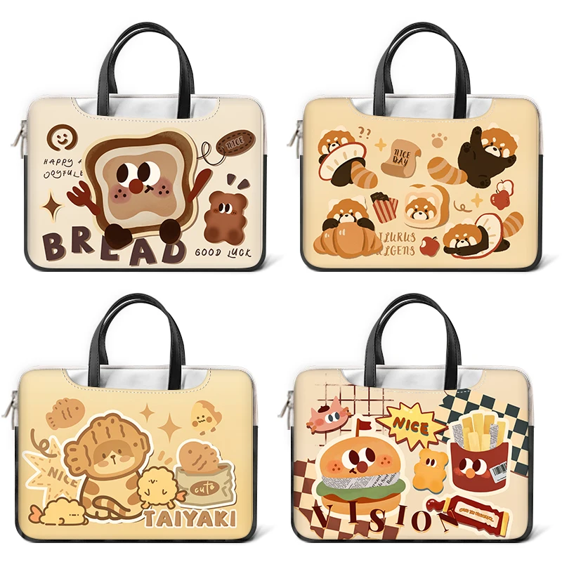

DIY Cartoon Bread Laptop Bag Sleeve Handle Bag 13 14 15 17 inch Waterproof Shockproof Case Laptop Backpack Messenger Bag Case