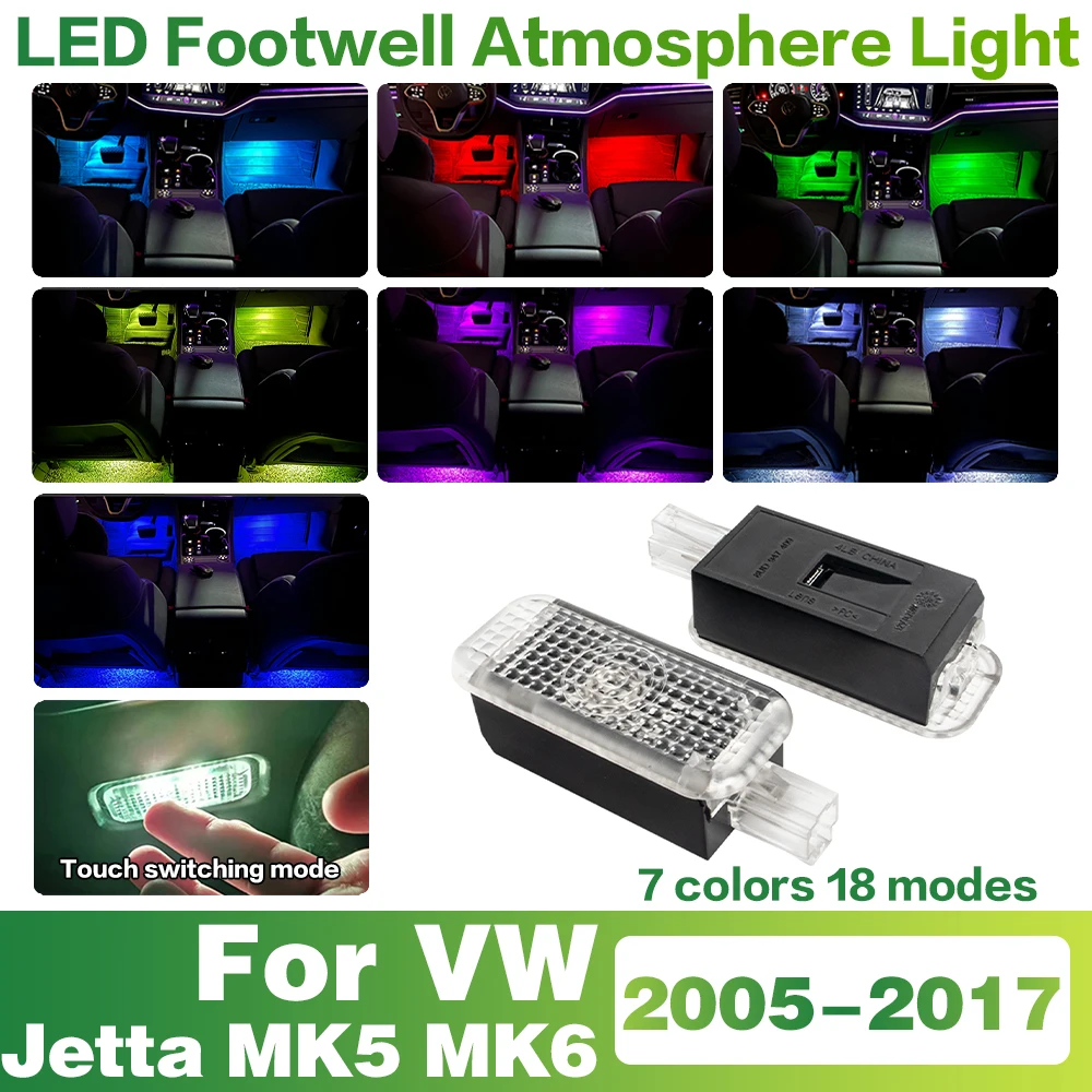 

LED Car Interior Footwell Lamp Decorative Atmosphere Light Accessories For Volkswagen VW Jetta MK5 MK6 5 6 2005 - 2017 2015 2016