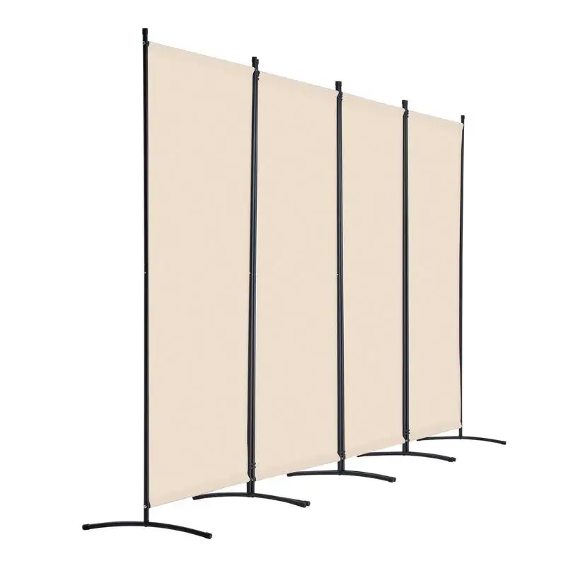 

Free Shipping-Folding Privacy Screen 4 Panel For Office Bedroom Study, Space Saving Portable Partition, Beige Freestanding Divider, Room Separation Solution