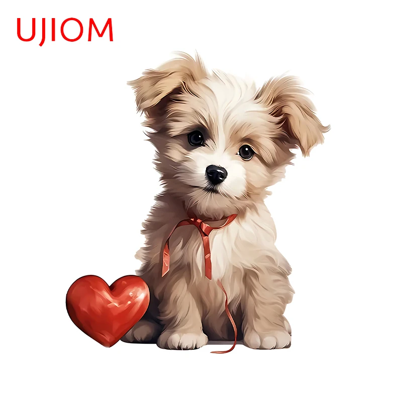 UJIOM Lovely Dog Wall Stickers Amusing Puppy with Heart-shaped Balloon Graphics Decals Delicate Beautiful Living Room Posters